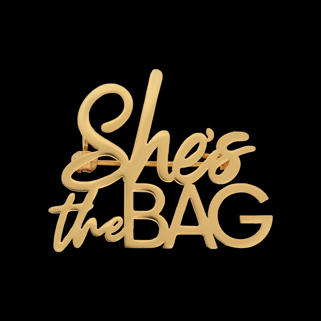 She's the Bag Gold Brooch Pin