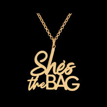 Load image into Gallery viewer, SHE&#39;S THE BAG GOLD NECKLACE
