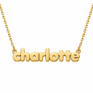 Gold Personalized Name Necklace in Bubble font
