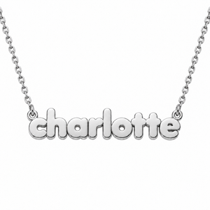 Silver Personalized Name Necklace in Bubble font