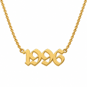 Gold Personalized Name Necklace in Glow year font