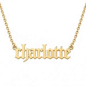 Gold Personalized Name Necklace in Old english font