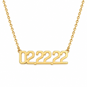 Gold Personalized Name Necklace in Special date font