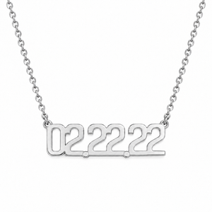 Silver Personalized Name Necklace in Special date font